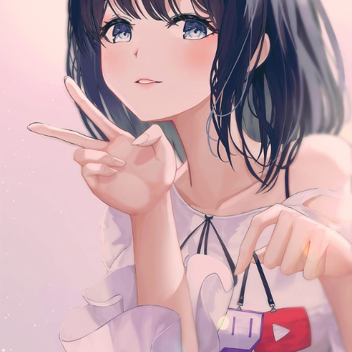 Cute Anime Girl With Peace Sign DP